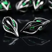FONVGOGO Arcanum Dungeons and Dragons Dice Hollow Metal Dice D&D Polyhedral Cool RPG Dice for Role Playing D&D Gift D20 D12 D10 D8 D6 D4 (Arcanum Green Number)