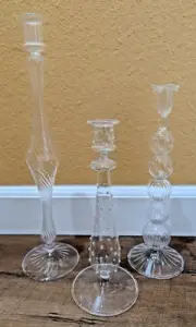 Trio of Blown Glass Candlestick Holders - Rosalind Walshe for Gold Canyon NIB DC