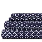 Home Collection 4-Piece Navy Geometric Microfiber King Sheet Set