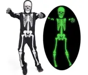 Sincere Party Kids Skeleton Costume Glow in the Dark Skeletons Halloween B113P4