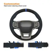 Custom Stitch Blue Mesh Alcantara Steering Wheel Cover for Ford Bronco 2021-2024