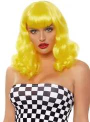 Retro Womens Yellow Curly Pinup Costume Wig