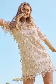 Women's Party See Me Dress Short Sleeve in Rose Gold Sequin 8