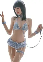 [Jilneed] Sexy Cosplay Lingerie for Women Naughty Maid Costume Garter Lingerie Set