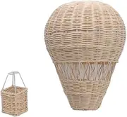 Hand Woven Ornament, Hot Air Balloon Shape, Wall Hanging Home Decor for Weddings, Parties, Rattan Woven Decorations for Office, Bedroom, Kitchen, Kindergarten, Cafe, Library