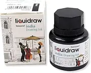 Liquidraw Black Drawing India Ink - 35 ml | Must-Have Artist Supply | Non-Toxic, Waterproof, Lightfast & Permanent | Suitable for Pens & Brushes | Use On Paper Board, Canvas, Fabric & Wood