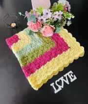 Handmade Crochet Baby Blanket Car, Cot, Floor, Pram Gift Photoshoot Girl Newborn