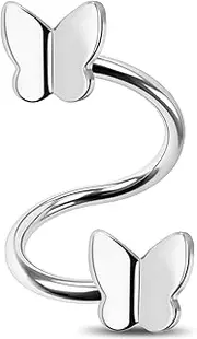 [Jewseen] Butterfly Twist Helix Earrings 16G Gold Cartilage Earring Surgical Steel Spiral Barbell Lip Helix Piercing Jewelry for Women Men