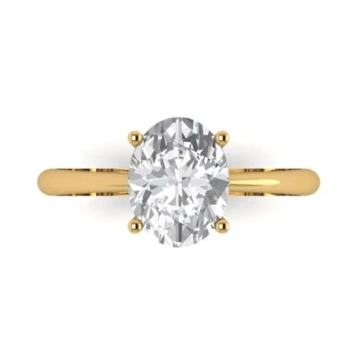 2.0Ct Oval Cut White Sapphire Gold Solitaire Engagement Promise Bridal Ring
