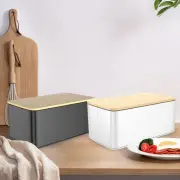 Bread Box with Bamboo Lid Usable as Cutting Board Metal Bread Bin RoWxX