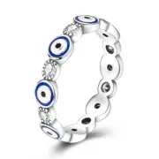 Crystal Evil Eye Luck Ring 925 Sterling Silver Ring