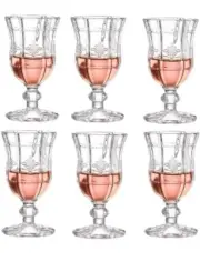 Vintage Style Embossed Cordial Glasses, Crystal Port Wine Glasses 3.5oz 6 Pack