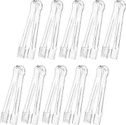 Generic 10 Pieces Serving Tongs Kitchen Utensils Multifunction Comfortable Grip Barbecue Tongs Clear for Home Cookies Bakery Baking