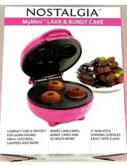 Nostalgia Electric My Mini Lava+Bundt Cake Maker Compact Size Nonstick Hot Pink