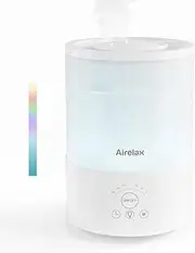 Airelax Humidifier 2.5L Air Humidifier for Bedroom Baby Room Cool Mist Small Humidifier with 360° Dual Nozzles, Top Fill, Quiet Sleep Mode, Auto Shut Off, Humidifier & Oil Diffuser & Night Light