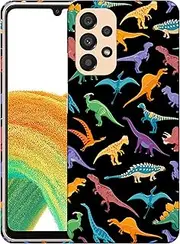 [GlamCase] for Samsung Galaxy A23 5G / 4G, Galaxy A23 5G / 4G Case - Dinosaur Multicolor Pattern Printed Slim Cute Plastic Protective Designer Back Phone Case/Cover for Samsung A23 5G / 4G