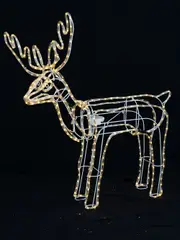 Warm White LED Large Standing Reindeer Bull 3D Rope Light Silhouette - 1.1m
