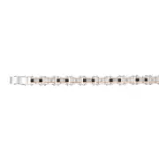 Stainless Steel Multi Tone Silver Black And Chocolate 21cm Bracelet