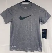 Nike Dri Fit Wolf Heather Grey “Swoosh” Tee Shirt Little Boys Size 4 NWT