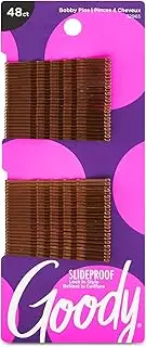 Goody SlideProof Bobby Pins - 48 Ct, Brunette Brown, High Gloss Bobby Hair Pins for Styling, Lock In Style, Comfortable, Pain-Free Hair Accessories for Women & Men, All Hair Types