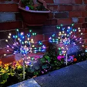 Anordsem Solar Garden Lights Outdoor Decor 2 Pack, Waterproof Solar Firework Sparkler Lights for Yard Outside Patio Flowerbed Planter Pathway Decoratives with 2 Lighting Modes (Colorful)