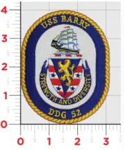 NAVY USS BARRY DDG-52 EMBROIDERED PATCH WITH HOOK & LOOP