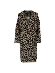 Taupe Wool Leopard Print Coat