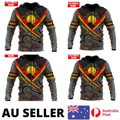 Australia Hoodie Indigenous Flag Aboriginal Australian Dreamtime - AU Stock