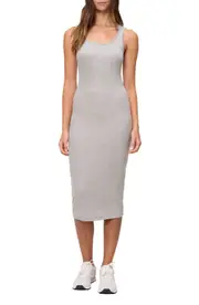 The Standard Stitch The Scoop Neck Midi Dress in Heather Grey at Nordstrom, Size Medium