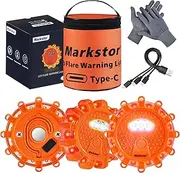 3 Pack LED Flare Emergency Car Kit, Road Safety Flare Light USB Rechargeable,Car Safety Beacon Flashing Warning Light | 9 Flash Modes, With Magnet & Hook (3)