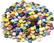Lanyani 2 Pounds Vibrant Glass Mosaic Tiles for Arts and Crafts, Colorful Bulk Loose Mosaic Glass Pieces Square Stone Tiles, 1/2 inch, 500 Pcs