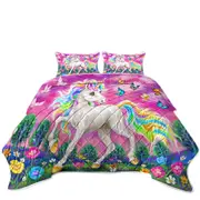 Fairytale Magical Unicorn and Butterflies Coverlet
