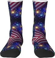 [EdWal] Soft Firework American Flag 4Th of July print Moisture Wicking Socks Sports Socks for Men and Women Warm thermal Boot Hiking Socks