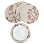 The Fine Living Co. Floral Printed Braided Cotton Placemats (Set of 6, 13.5 I...