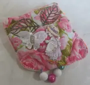 Fabric Handcrafted Brooch Pinks Doll Buttons Beads One Of A Kind From Artist