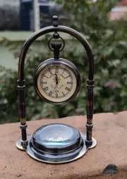 Personalized Nautical Ship Table Clock, Desk Clock Maritime compass Decor