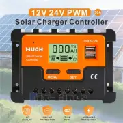 US 30A 12V/24V PWM Solar Charge Controller Battery Regulator Dual USB Waterproof