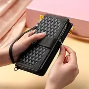 Style Lanyard Rhombic Leather Case for Samsung Galaxy S23 S22 S21 S20 FE S10 S9 S8 Plus,Black,for Samsung S10