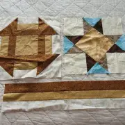Set of 3 Cotton Quilt Blocks 14”x14”, 12-1/2”x12-1/2”, 5”x21”