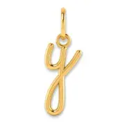 14KY Lower case Letter Y Initial Charm Bracelet Necklace