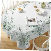 Leaf Floral Green Oval Tablecloth 60x84 Inch,Leaf Printed 60" × 84"oval Sage