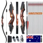 AU Archery 60" Hunting Bow Wooden Longbow Takedown Recurve Bow & Arrows Stringer