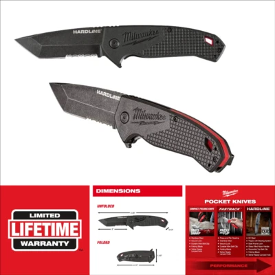 Milwaukee 3 in. Hardline D2 Steel Serrated Blade Pocket Folding Knife
