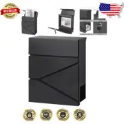 Durable Waterproof Locking Mailbox with Newspaper Compartment - 12.9 x 4.1 Inch