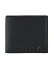 [Armani Exchange] Tulum Faux Leather Bifold Wallet with Coin Pocket in Black