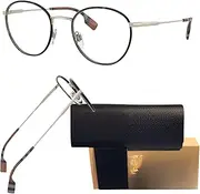 [BURBERRY] BE1373 Round Shape Metal Eyeglasses with eSHADES Luxury Eyewear Kit Bundle, Light Gold/Dark Havana Frame | Clear Lens