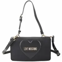 在飛比找Yahoo奇摩購物中心優惠-LOVE MOSCHINO 皮革拼尼龍翻蓋手提/斜背腋下包(