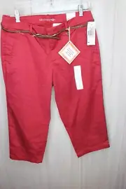 Dockers Women's Capri Pants, 32X20, Red, New w/Tags SZ6 BELT