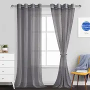 JIUZHEN Dark Grey Sheer Curtains 52"W x 96"L (Pack of 2),