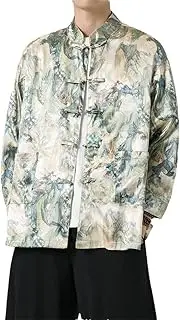 [Lmtossey] Chinese Trendy Hanfu Shirt Chinese Autumn and Winter Retro Landscape Painting Jacquard Shirt Tang Suit Jacket